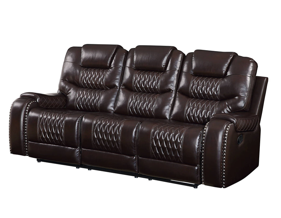 Faux Leather Reclining Sofa With Black Legs - Brown