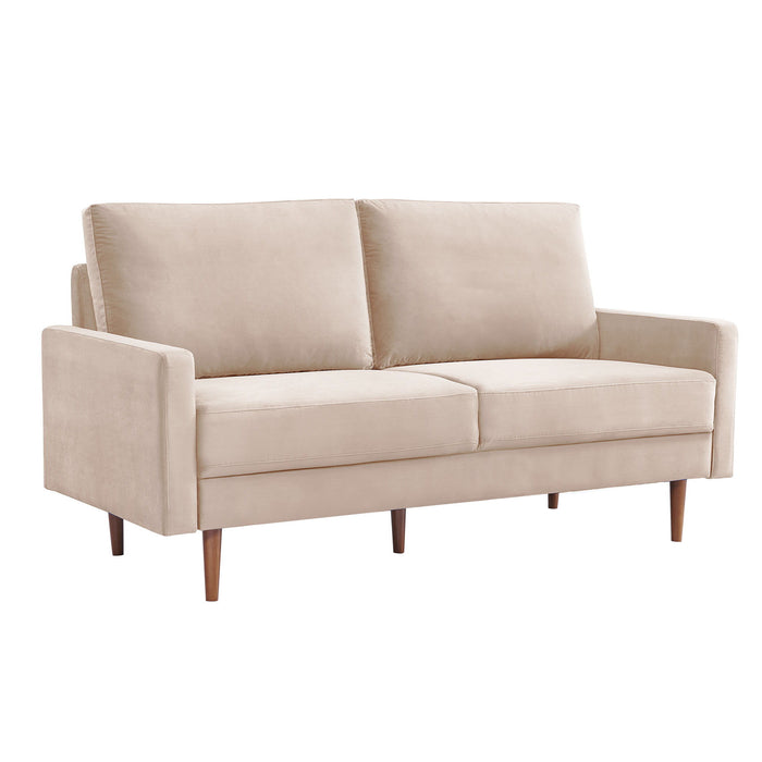 Sofa Velvet With Dark Brown Legs - Beige