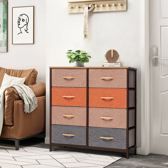 Steel And Fabric Eight Drawer Chest - Brown