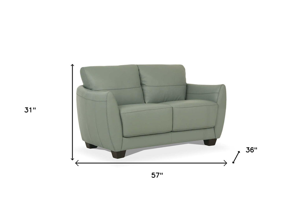 Leather Loveseat - Green Blue / Espresso