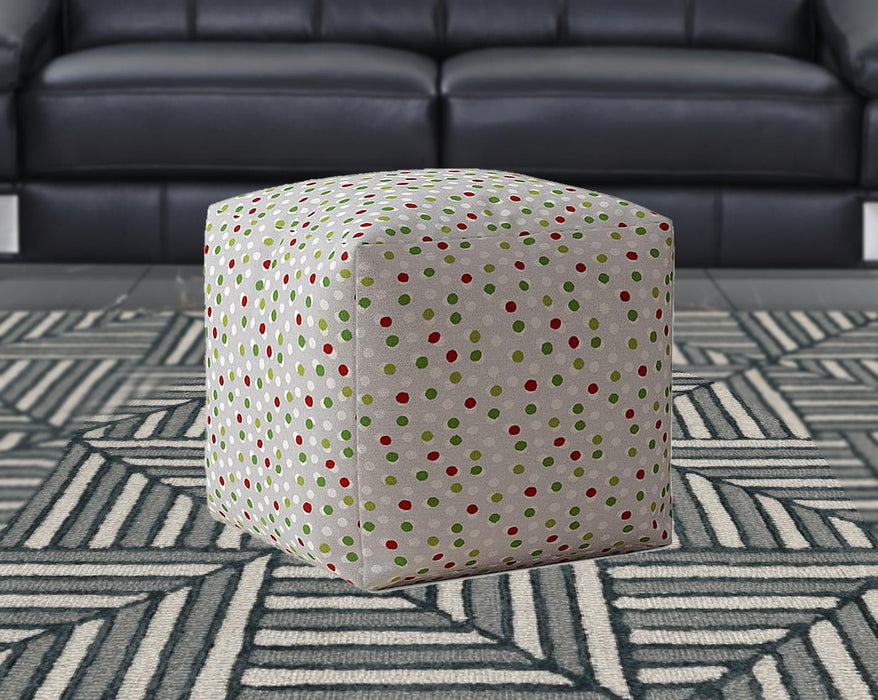 Cotton Polka Dots Pouf Cover - Green