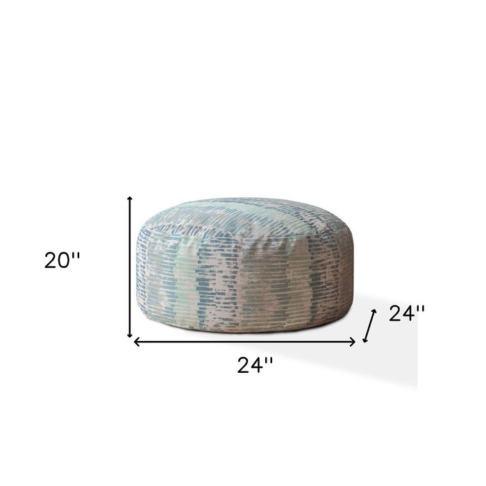 Round Abstract Pouf Ottoman - Blue