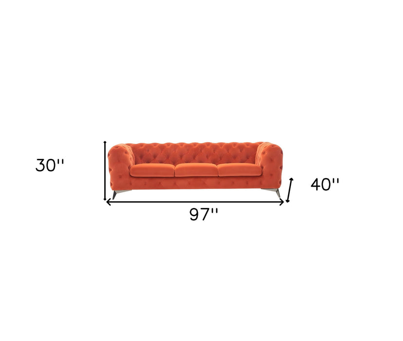 Chesterfield Sofa - Orange Silver