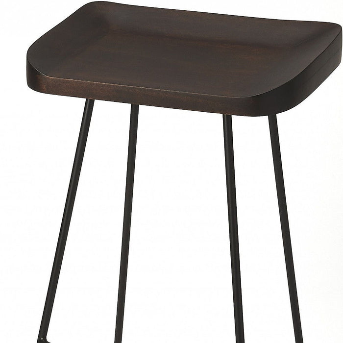 Iron Backless Counter Height Bar Chair - Dark Brown / Black