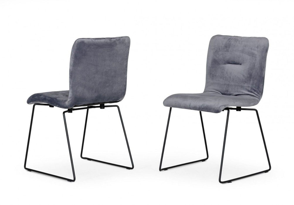 Velvet Dining Chairs (Set of 2) - Gray