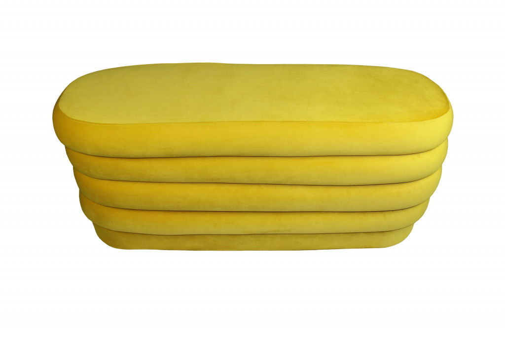 Velvet Tufted Oval Ottoman - Yellow