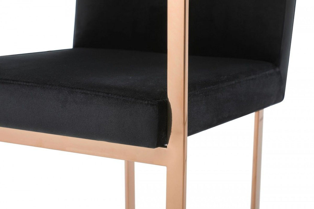 Rosegold Velvet Dining Chair - Black