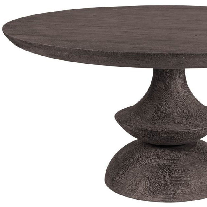 Round Charcoal Solid Wood Table Top And Base Dining Table - Gray