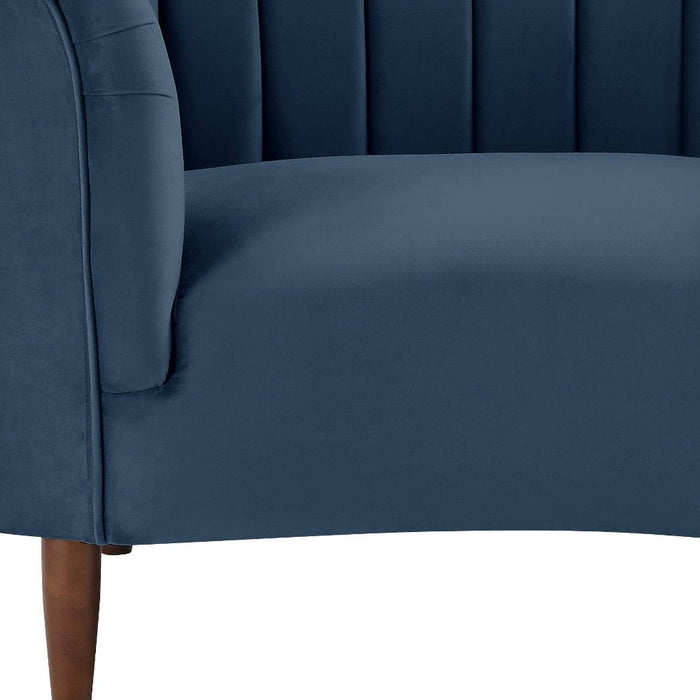 Velvet Striped Arm Chair - Blue /	Black