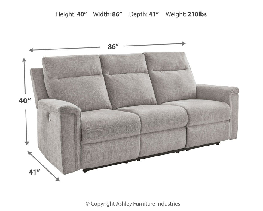 Barnsana - Ash - Power Reclining Sofa - Fabric