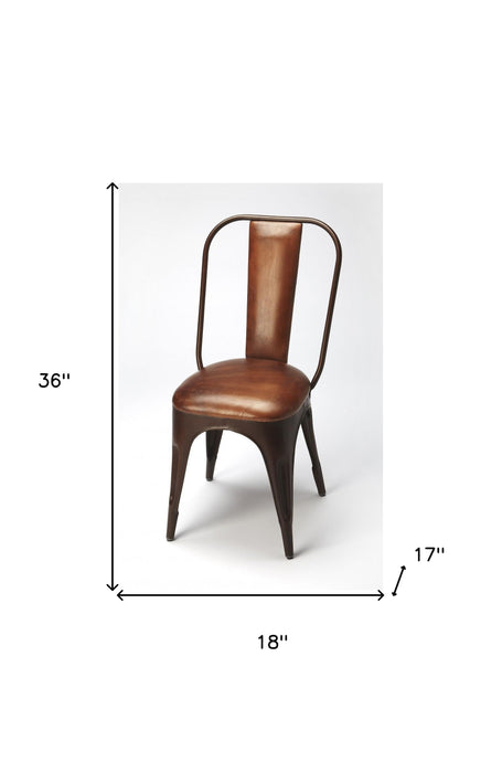 Faux Leather, Side Chair - Brown