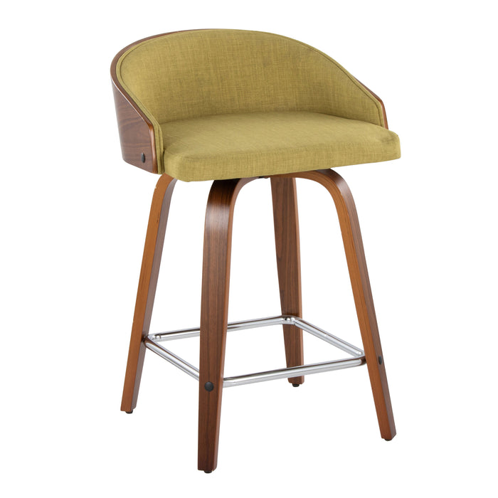 Shiraz - Mid-Century Modern Fixed Height Stool With Swivel With Square Footrest (Set of 2)