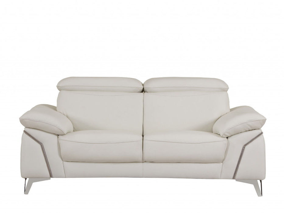 2 Piece Indoor Italian Leather Five Person Seating Set - White