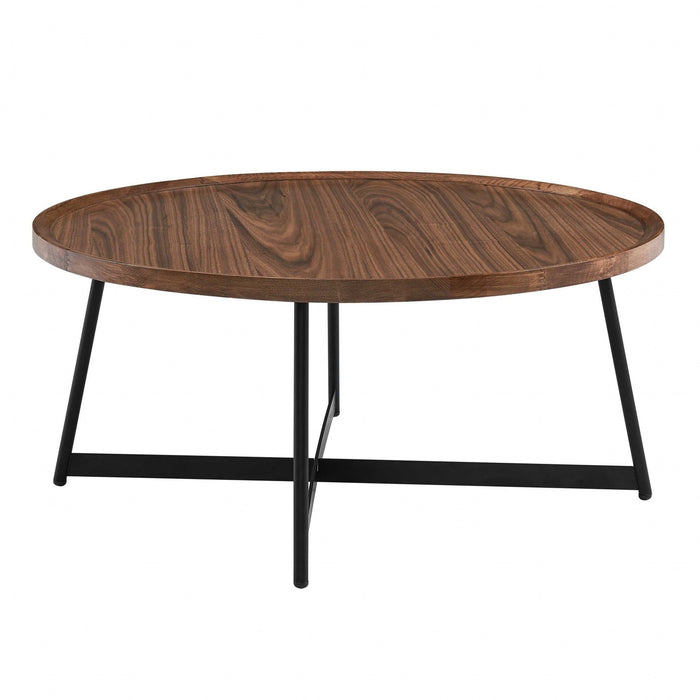 Round Coffee Table - Black / Walnut