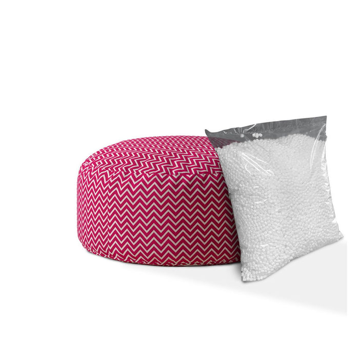 Cotton Round Chevron Pouf Cover - Pink