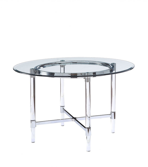 Striking Round Glass And Acrylic Dining Table - White