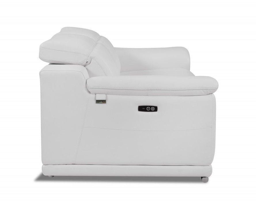 Leather USB Sofa With Silver Legs - White