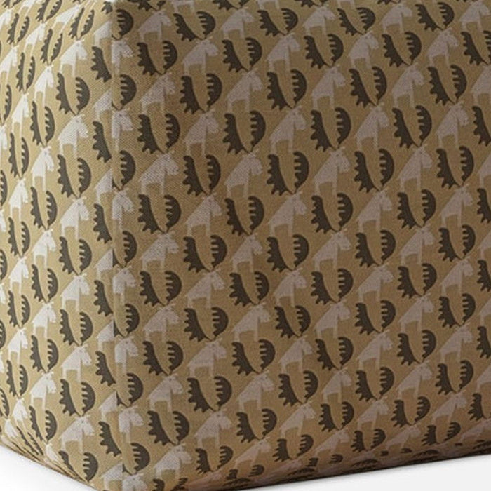 Cotton Animal Print Pouf Cover - Beige