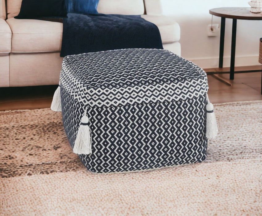 Cotton Ottoman Square - Blue