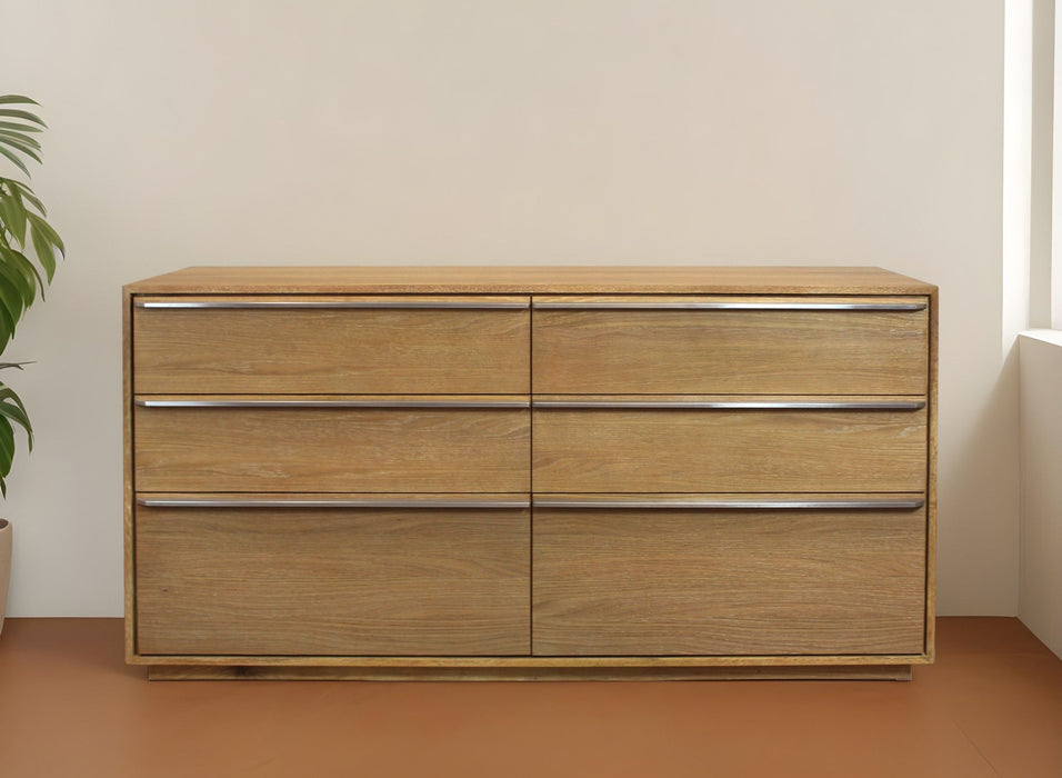 Six Drawer Double Dresser - Natural