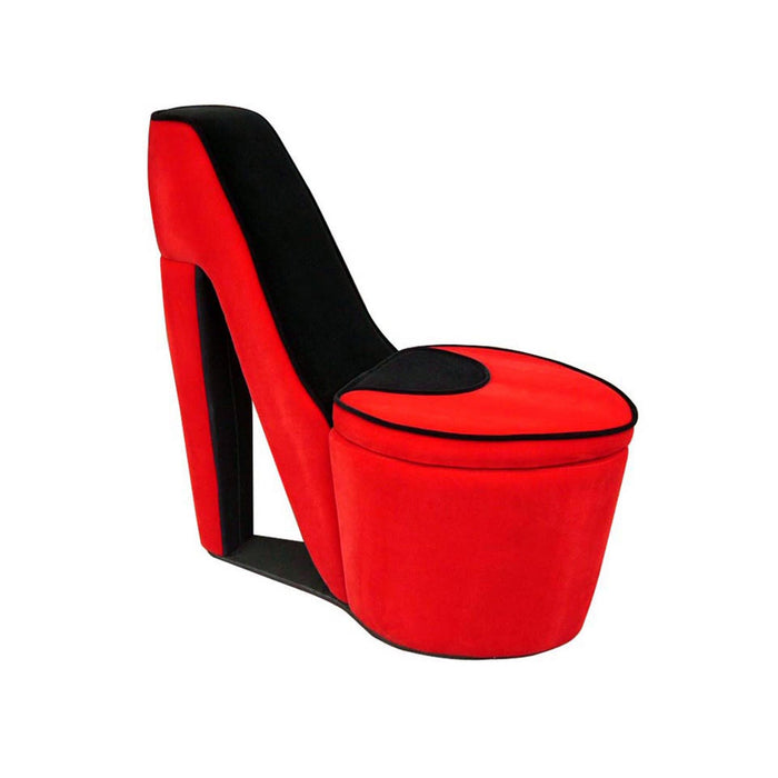 Faux Suede Side Chair - Red