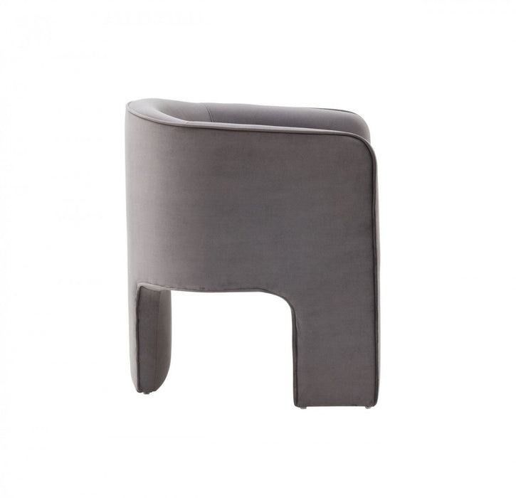 Contemporary Velvet Three Legged Chair - Dark Gray