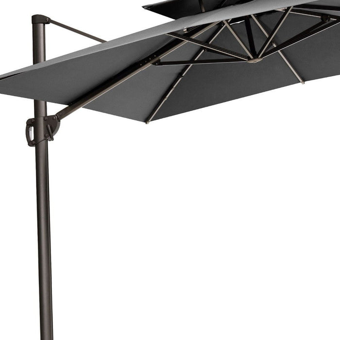 Round Tilt Cantilever Patio Umbrella With Stand - Dark Gray