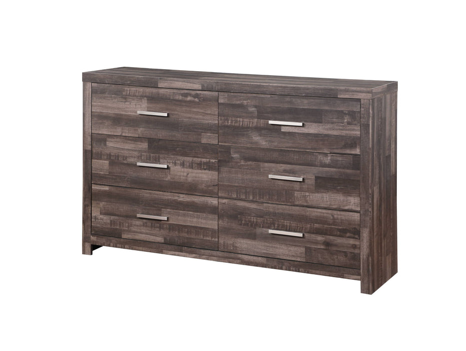 Solid Wood Six Drawer Double Dresser - Dark Brown