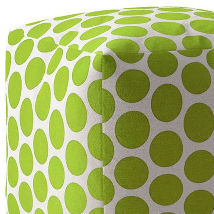 Cotton Polka Dots Pouf Ottoman - Green / White