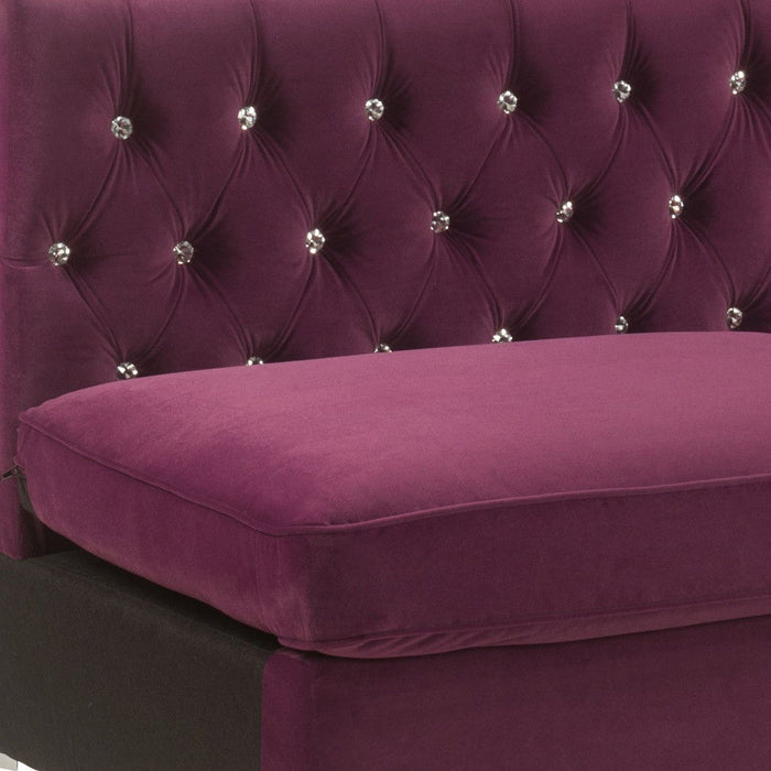 Velvet Sofa And Toss Pillows With Silver Legs - Burgundy