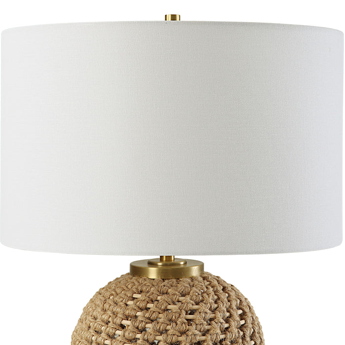 Kendari - Rope & Rattan Table Lamp - Yellow