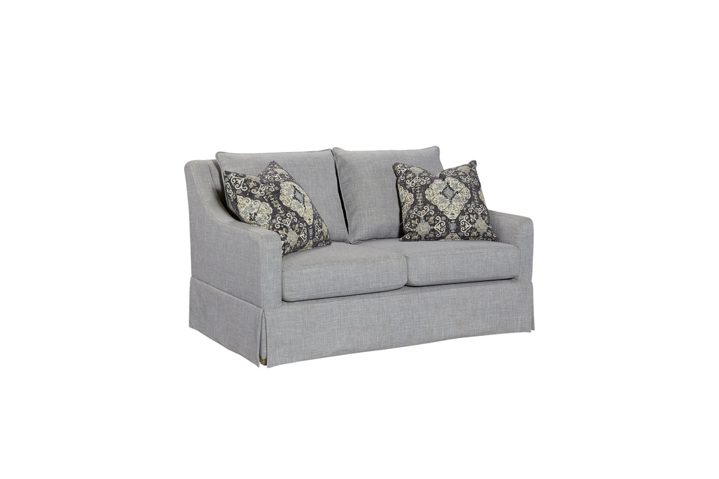 Loveseat With Skirt And Reversable Cushions And 2 Pillows - Light Gray