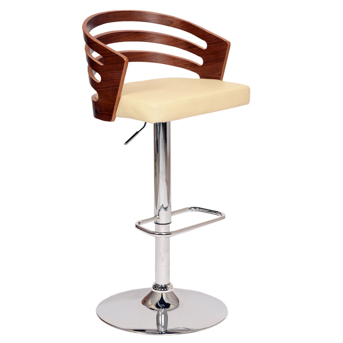 44" Swivel Low Back Adjustable Height Bar Chair - Cream / Silver