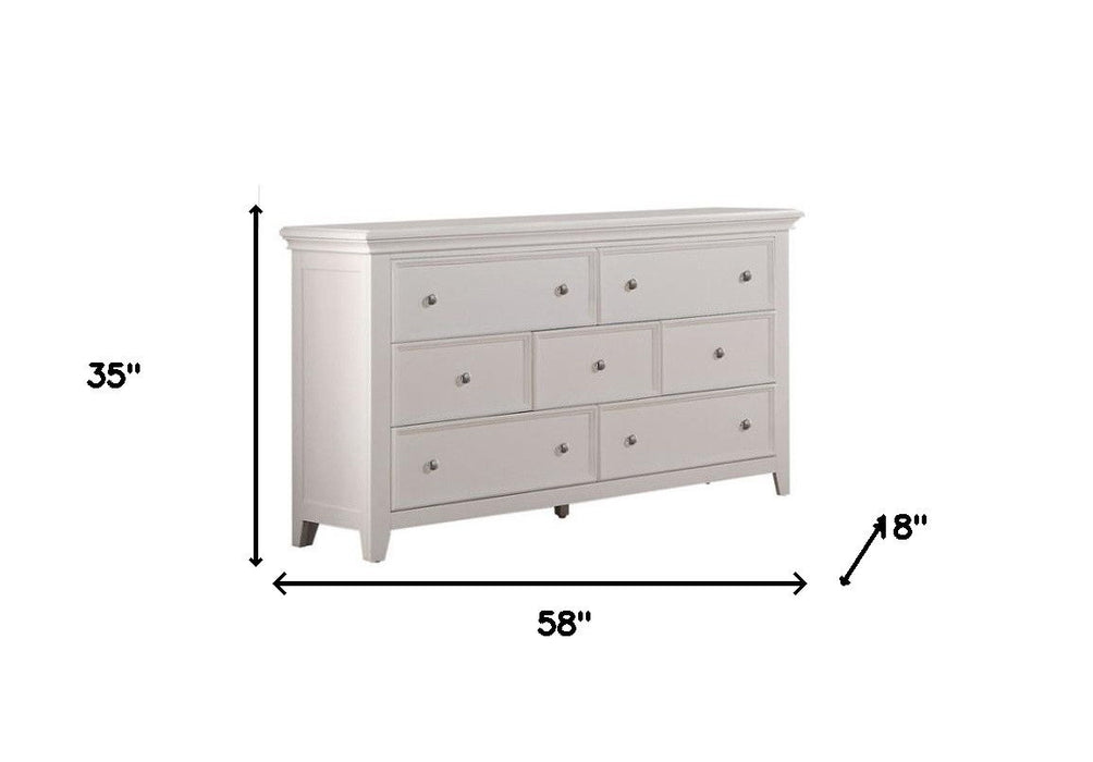 Solid Wood Seven Drawer Triple Dresser - White