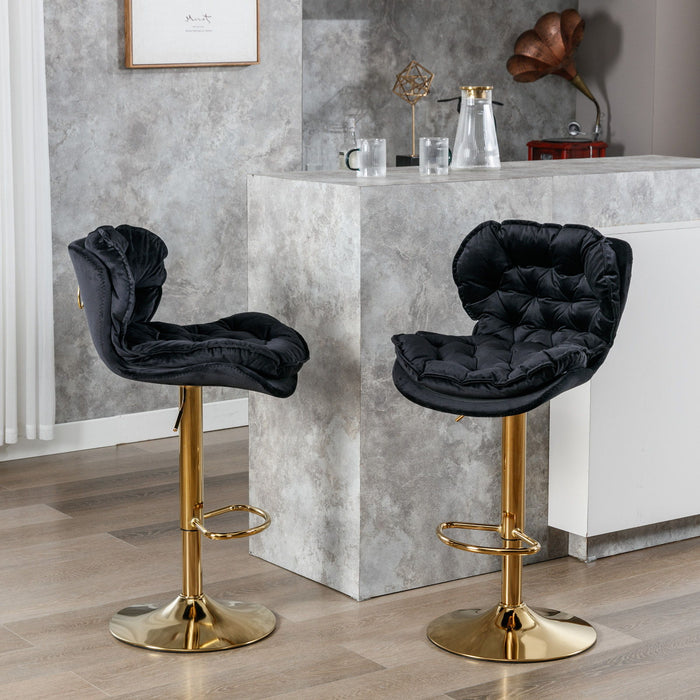 Swivel Bar Stools (Set of 2), Velvet Counter Height Adjustable Barstools, Dining Bar Chairs Upholstered Modern Bar Stool For Kitchen Island, Cafe, Bar Counter, Dining Room