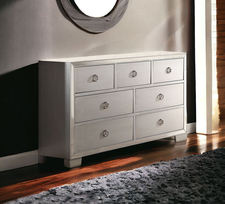 Solid Wood Seven Drawer Triple Dresser - Platinum