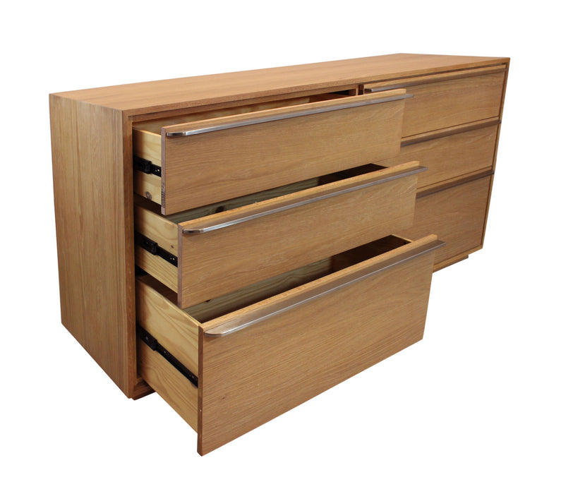 Solid Wood Six Drawer Double Dresser - Natural