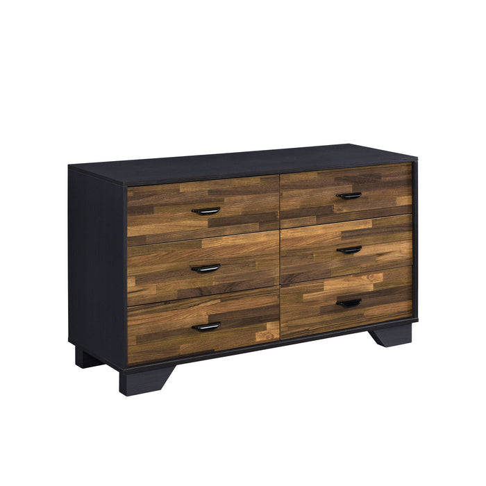 Six Drawer Double Dresser - Walnut Black