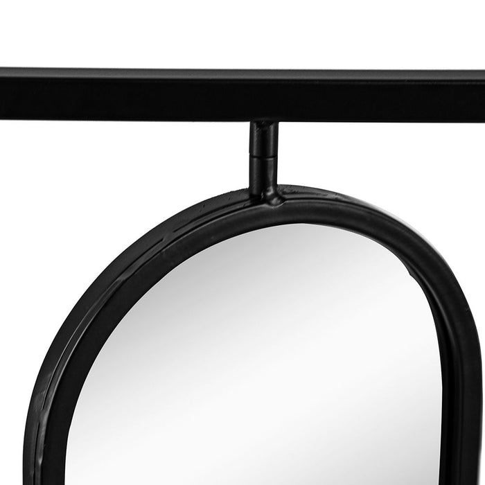 Large Four Oval Wall Mirror With Square Frame, Home Decor For Living Room, Bedroom, Entryway, Office - Black