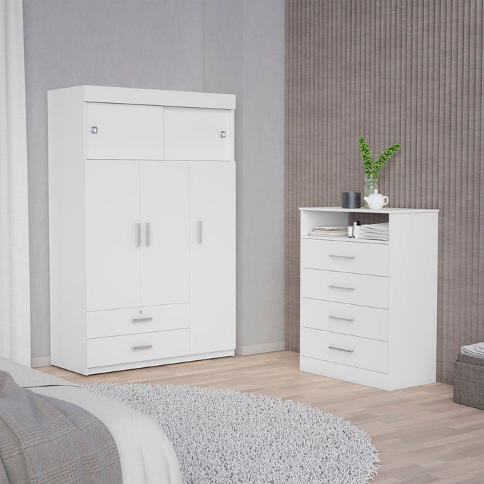 Four Drawer Dresser Wooden - White