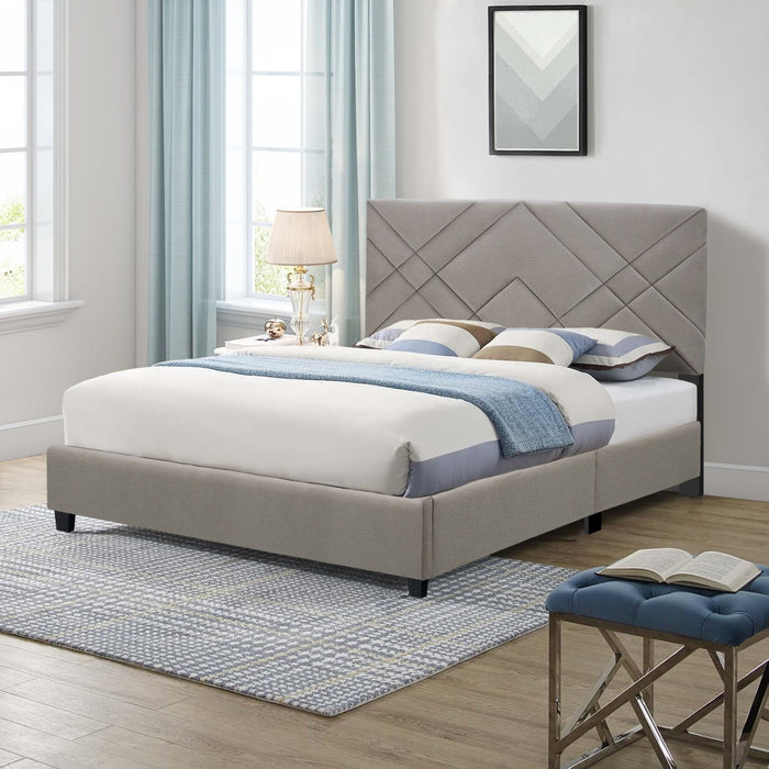 Queen Size Adjustable Upholstered Bed Frame Stain Resistant Cleans Up With A Light Wipe Simple Design Suitable For Any Room