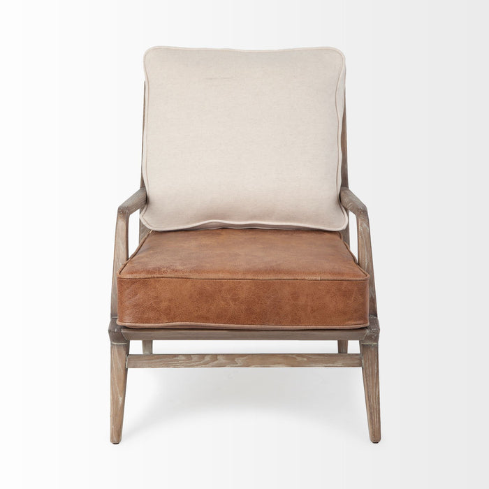 And Brown Leather Arm Chair - Beige / Brown