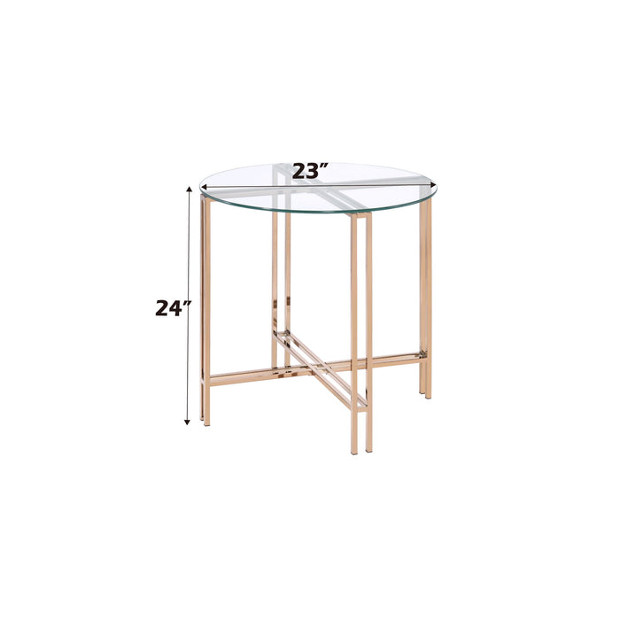 Veises - Clear Glass Top With End Table - Champagne