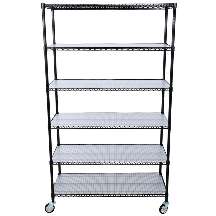 6 Tier 6000Lbs Capacity Nsf Metal Shelf Wire Shelving Unit, Heavy Duty Adjustable Storage Rack With Wheels & Shelf Liners For Commercial Grade Utility Steel Storage Rack