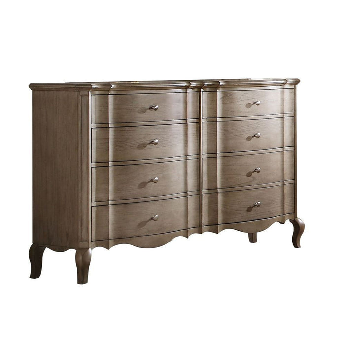 Solid Wood Eight Drawer Double Dresser - Taupe