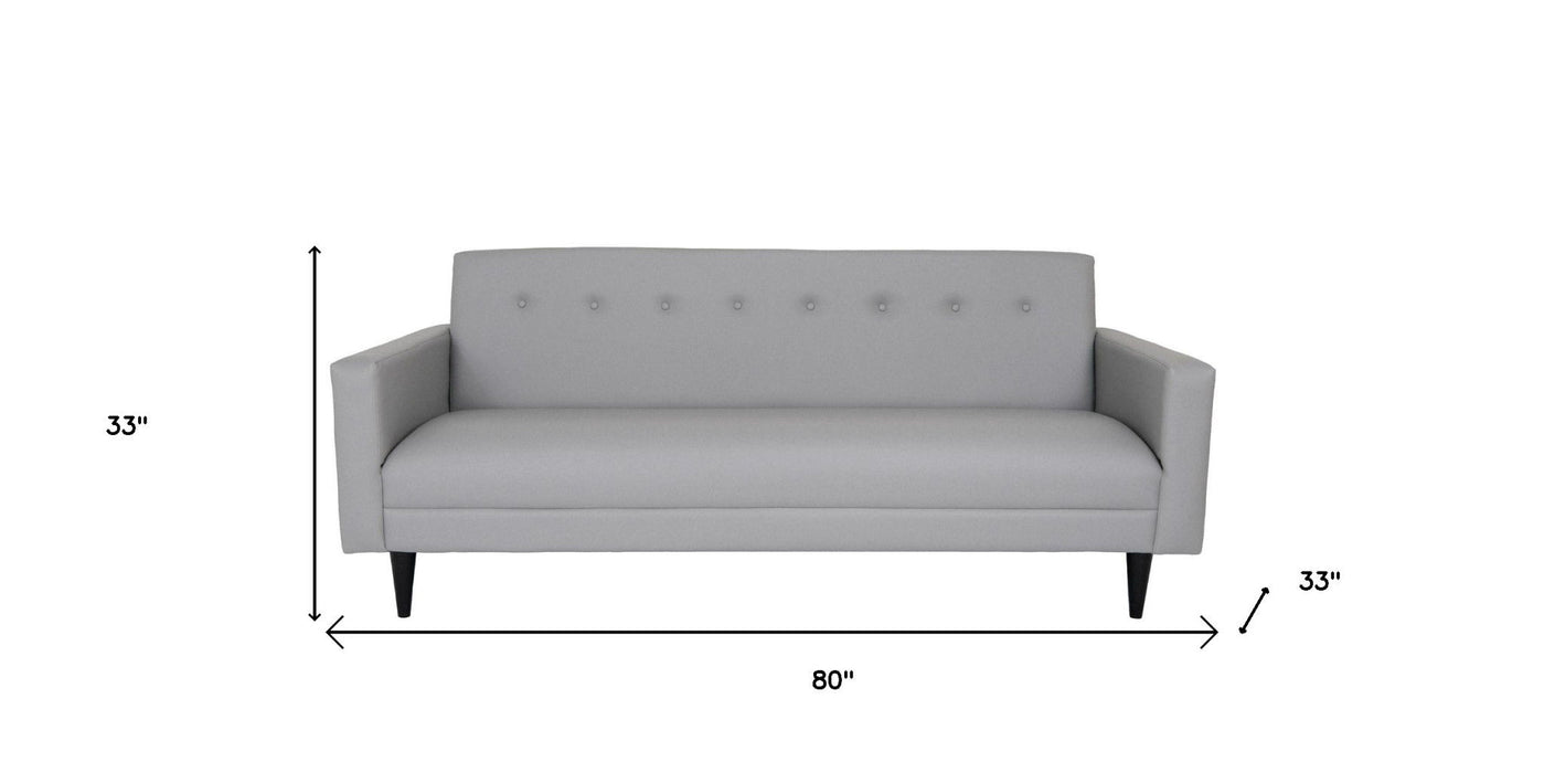 Faux Leather Sofa With Black Legs - Gray