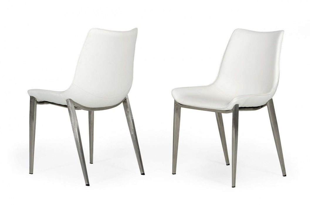 34" Faux Leather Modern Dining Chairs (Set of 2) - White