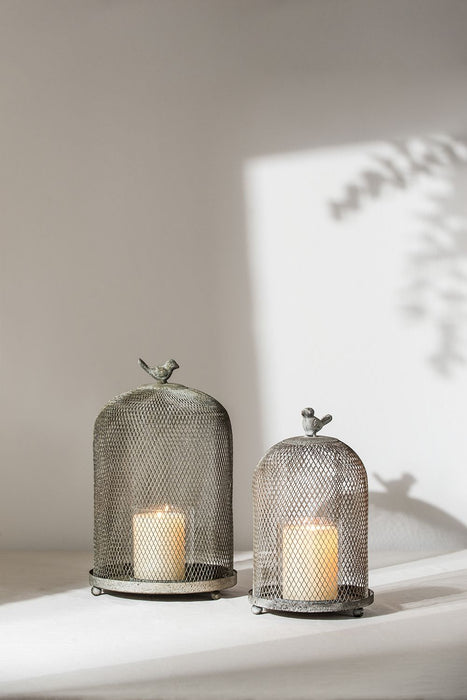 Ophira Sparrow Mesh Candle Holders (Set of 2) - Antique Gray