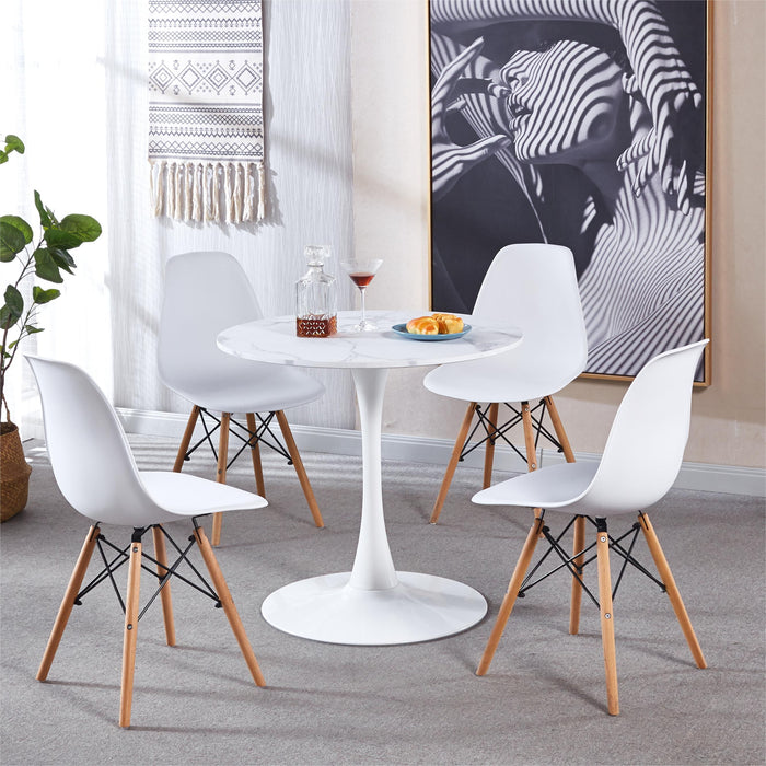 Tulip Special Dining Table, Marble Color Top - White