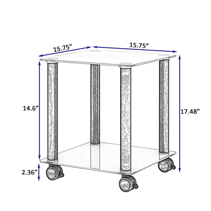 Side Table, 2 Tier Space End Table, Modern Night Stand, Sofa Table, Side Table With Storage Shelve